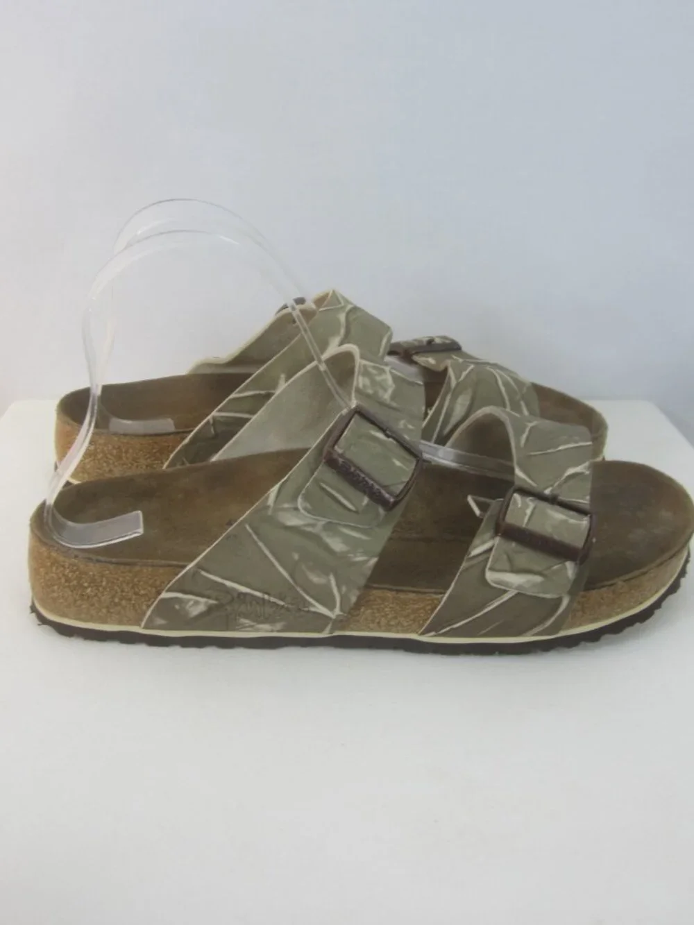 Birkenstock Men 8 M Arizona 2  Strap Camo Green Gray  Sandals Slides Women 10